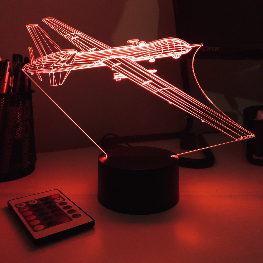 MQ-9 Reaper Drone - 3D Optical Illusion Lamp - carve-craftworks-llc