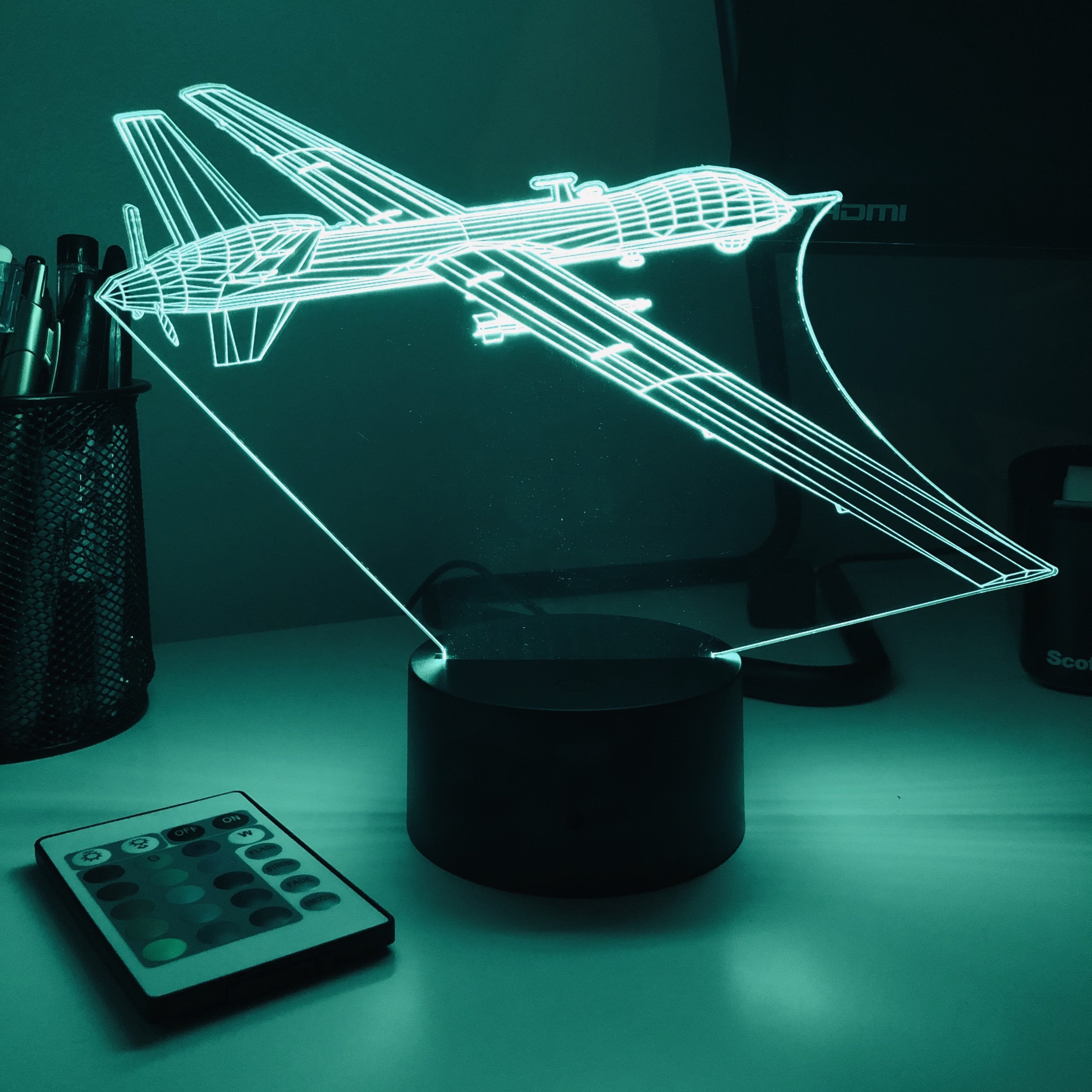 MQ-9 Reaper Drone - 3D Optical Illusion Lamp – Carve Craftworks, LLC