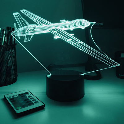 MQ-9 Reaper Drone - 3D Optical Illusion Lamp - carve-craftworks-llc