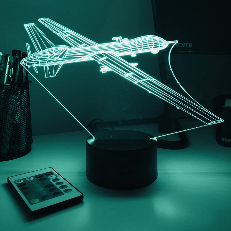 MQ-9 Reaper Drone - 3D Optical Illusion Lamp - carve-craftworks-llc