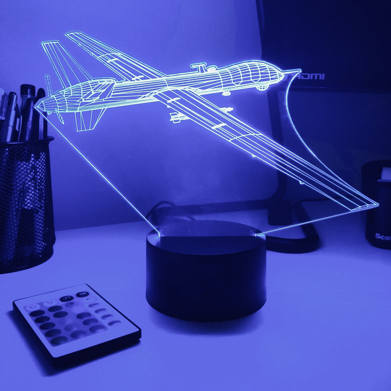 MQ-9 Reaper Drone - 3D Optical Illusion Lamp - carve-craftworks-llc