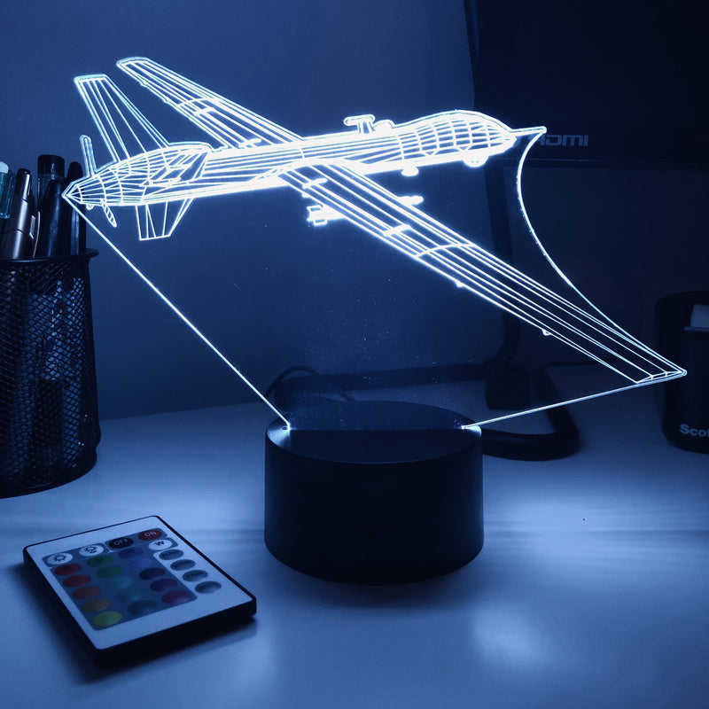 MQ-9 Reaper Drone - 3D Optical Illusion Lamp - carve-craftworks-llc