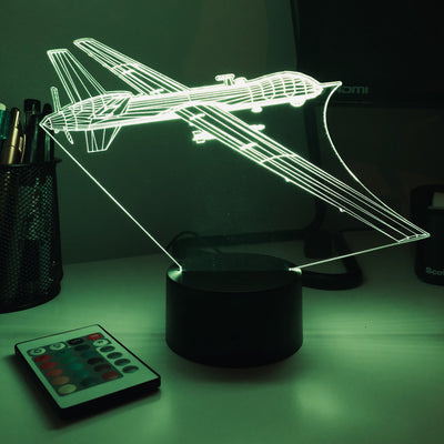 MQ-9 Reaper Drone - 3D Optical Illusion Lamp - carve-craftworks-llc