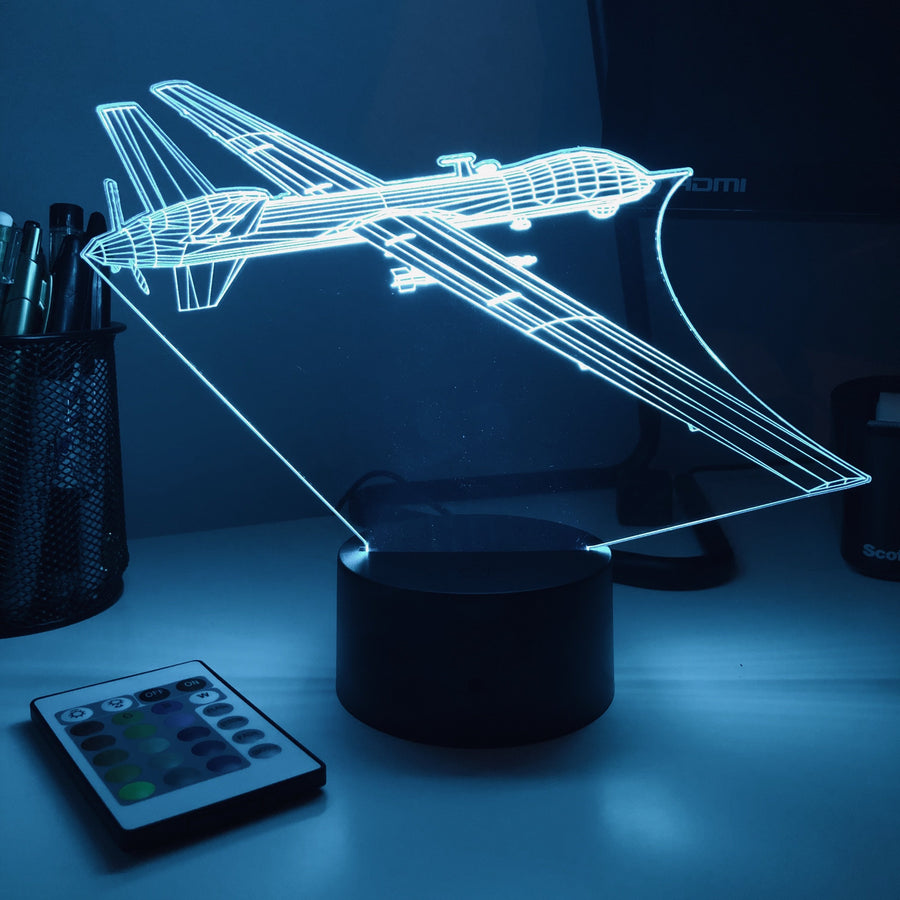 MQ-9 Reaper Drone - 3D Optical Illusion Lamp - carve-craftworks-llc
