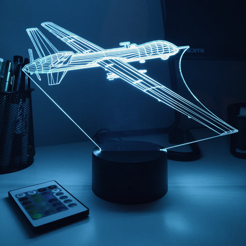 MQ-9 Reaper Drone - 3D Optical Illusion Lamp - carve-craftworks-llc