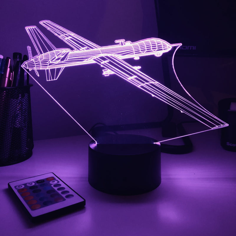 MQ-9 Reaper Drone - 3D Optical Illusion Lamp - carve-craftworks-llc
