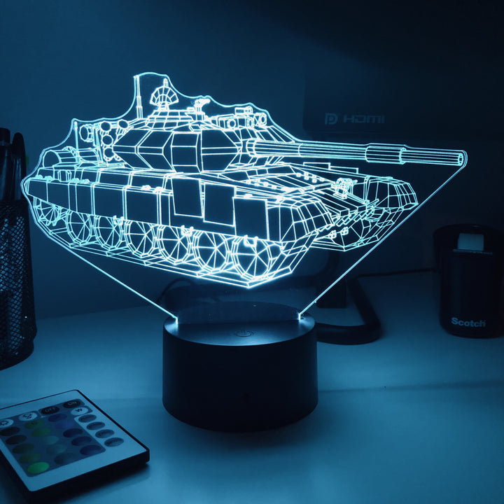 T-90 Main Battle Tank  - 3D Optical Illusion Lamp - carve-craftworks-llc