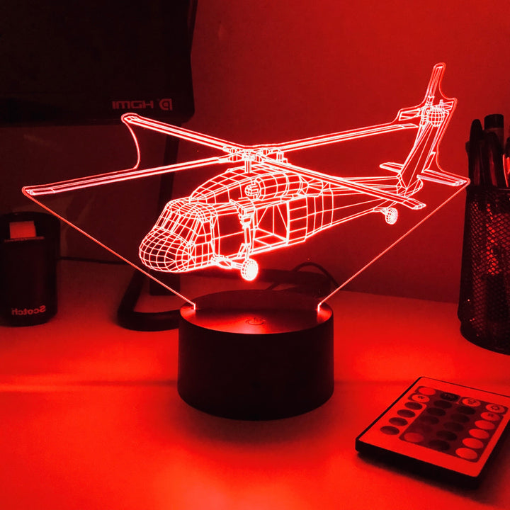 UH-60 Blackhawk Helicopter - 3D Optical Illusion Lamp - carve-craftworks-llc