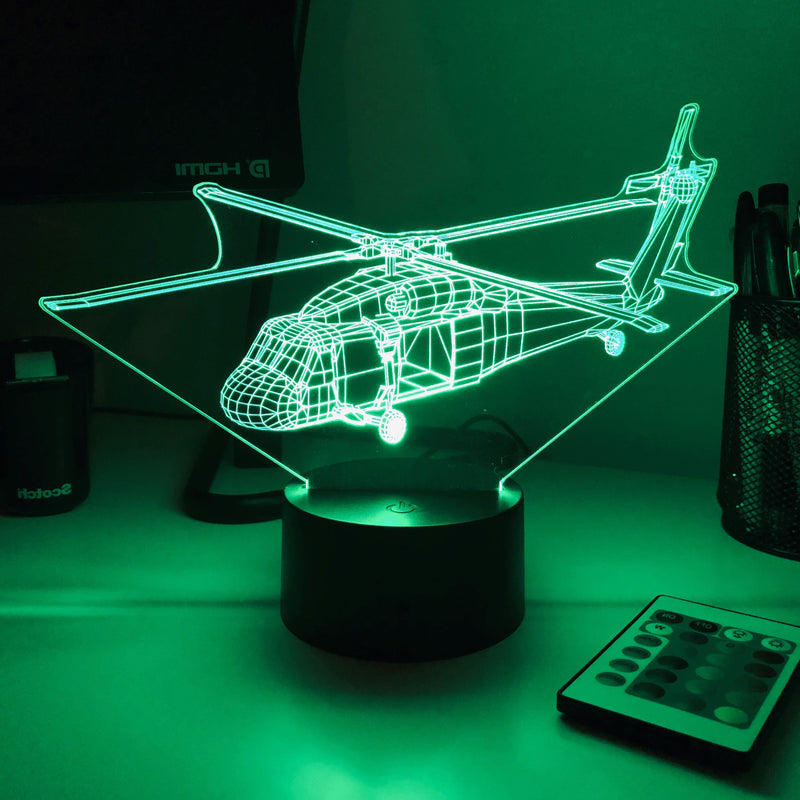 UH-60 Blackhawk Helicopter - 3D Optical Illusion Lamp - carve-craftworks-llc