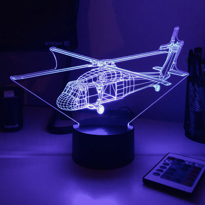 UH-60 Blackhawk Helicopter - 3D Optical Illusion Lamp - carve-craftworks-llc