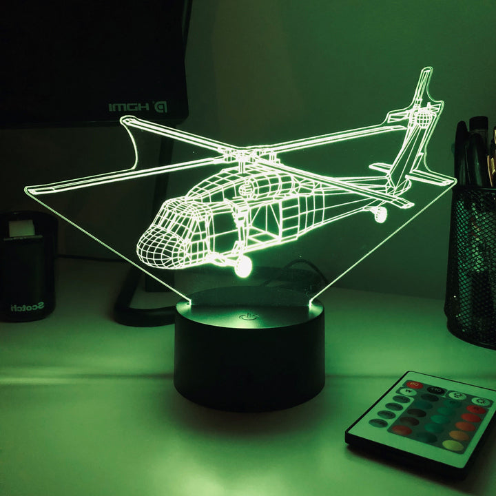 UH-60 Blackhawk Helicopter - 3D Optical Illusion Lamp - carve-craftworks-llc