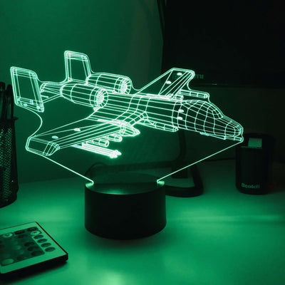 A-10 Warthog - 3D Optical Illusion Lamp - carve-craftworks-llc