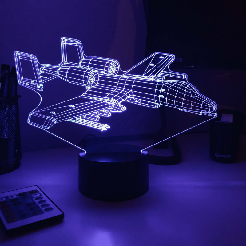 A-10 Warthog - 3D Optical Illusion Lamp - carve-craftworks-llc