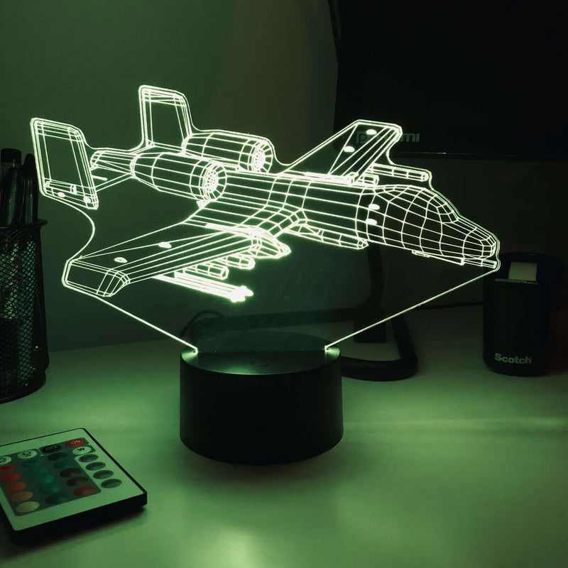 A-10 Warthog - 3D Optical Illusion Lamp - carve-craftworks-llc