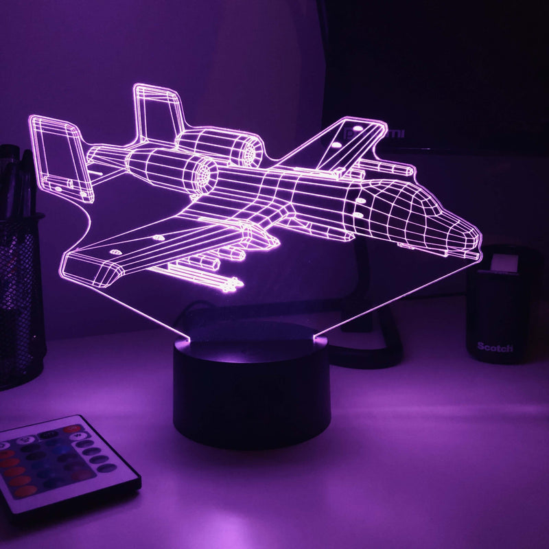 A-10 Warthog - 3D Optical Illusion Lamp - carve-craftworks-llc