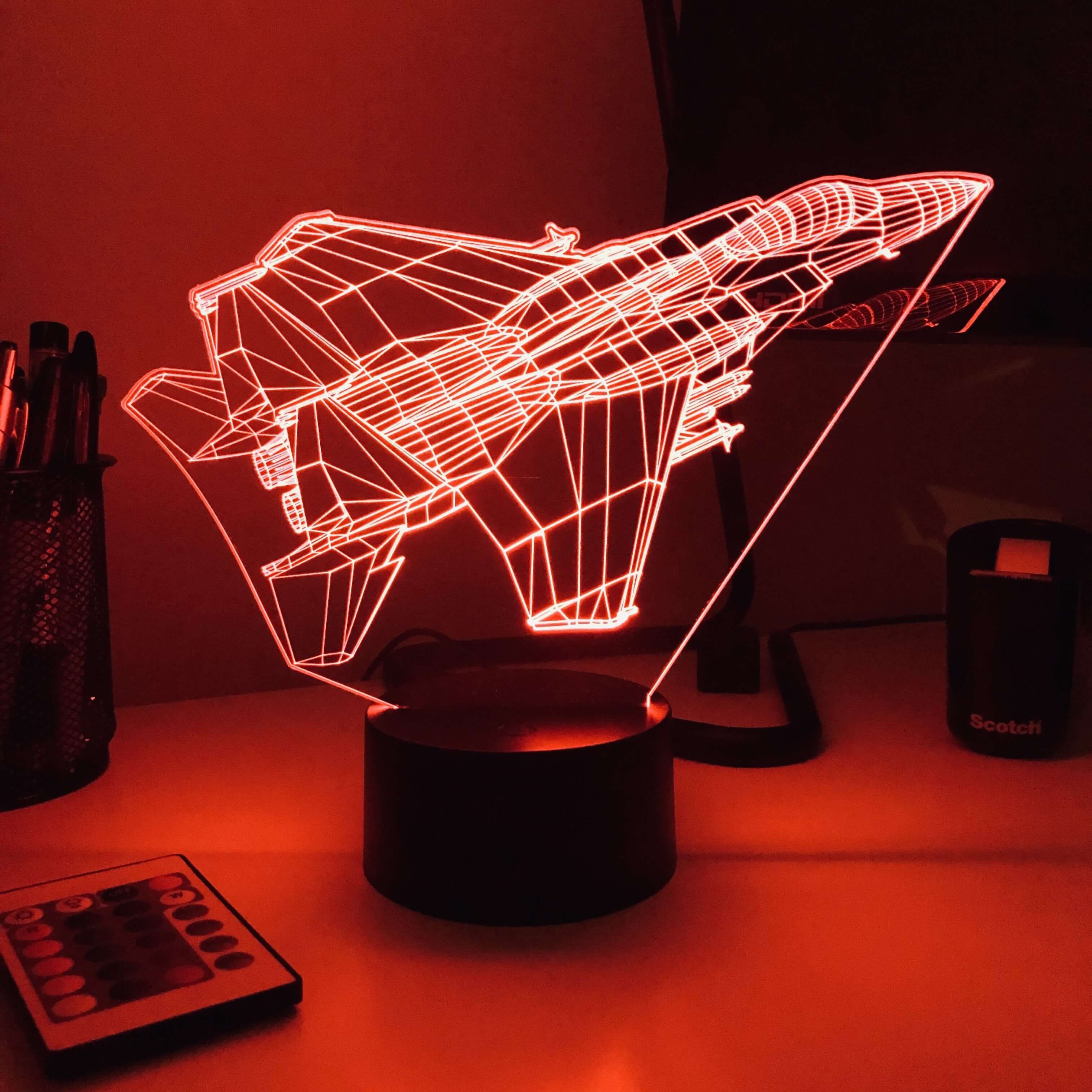 絶版　ハイペリオン　エアークラフト　3Ｄ　ＬＩＧＨＴ F-15C Fighter Jet - 3D Optical Illusion Lamp – Carve Craftworks, LLC