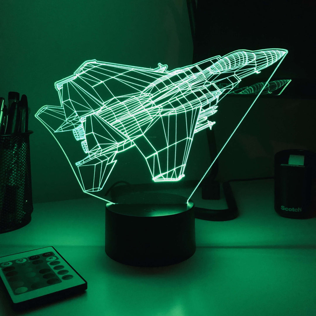 F-15C Fighter Jet - 3D Optical Illusion Lamp - carve-craftworks-llc