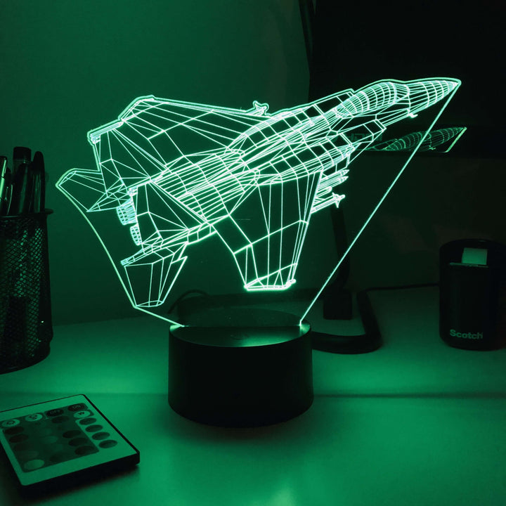 F-15C Fighter Jet - 3D Optical Illusion Lamp - carve-craftworks-llc