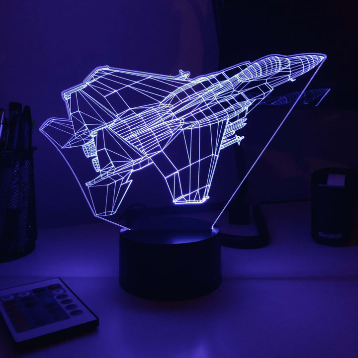 F-15C Fighter Jet - 3D Optical Illusion Lamp - carve-craftworks-llc
