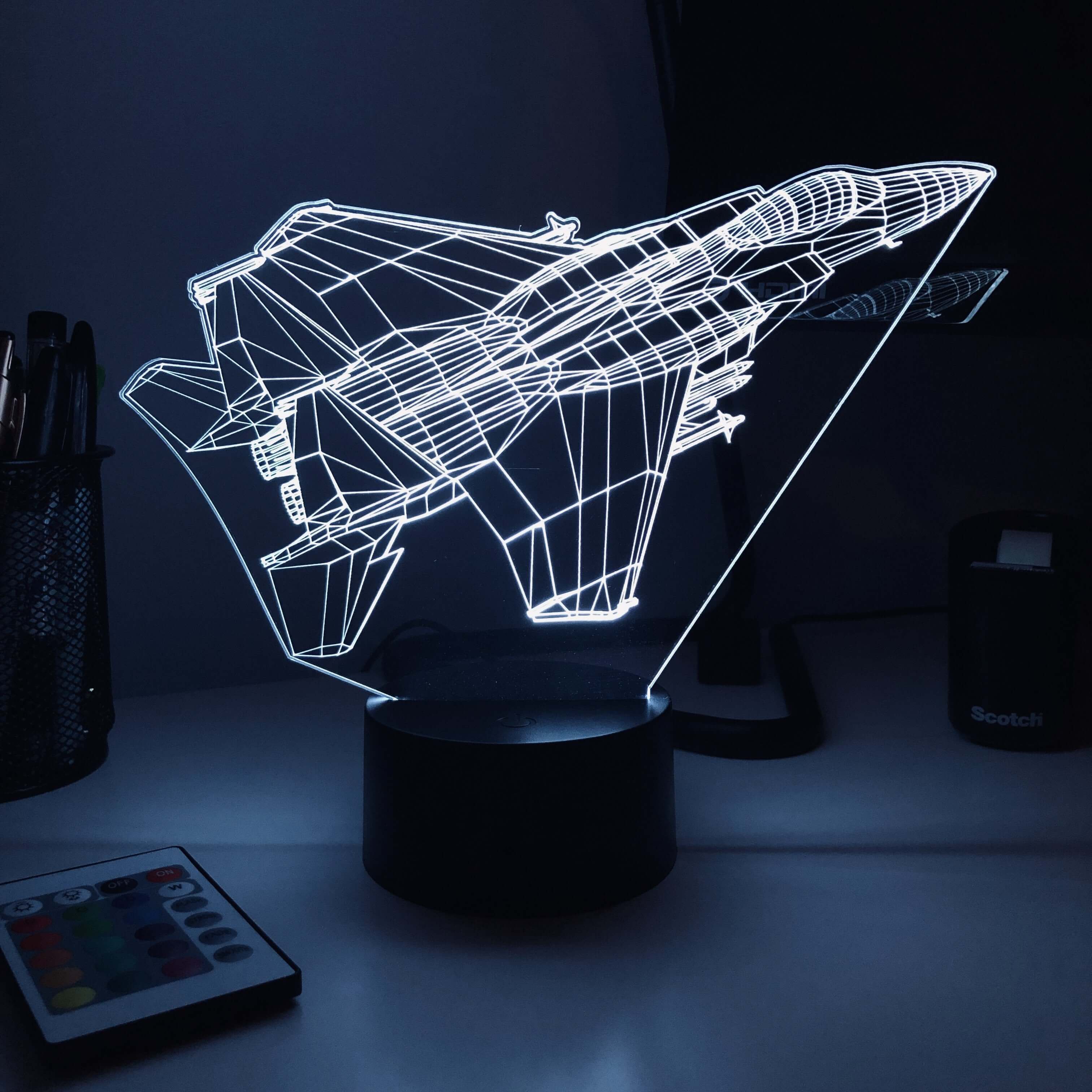 F-15C Fighter Jet - 3D Optical Illusion Lamp – Carve Craftworks, LLC