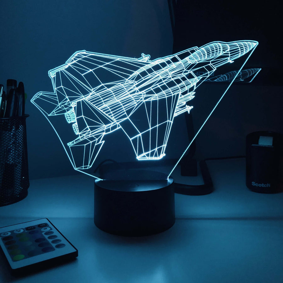 F-15C Fighter Jet - 3D Optical Illusion Lamp - carve-craftworks-llc