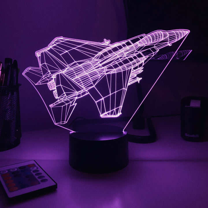 F-15C Fighter Jet - 3D Optical Illusion Lamp - carve-craftworks-llc