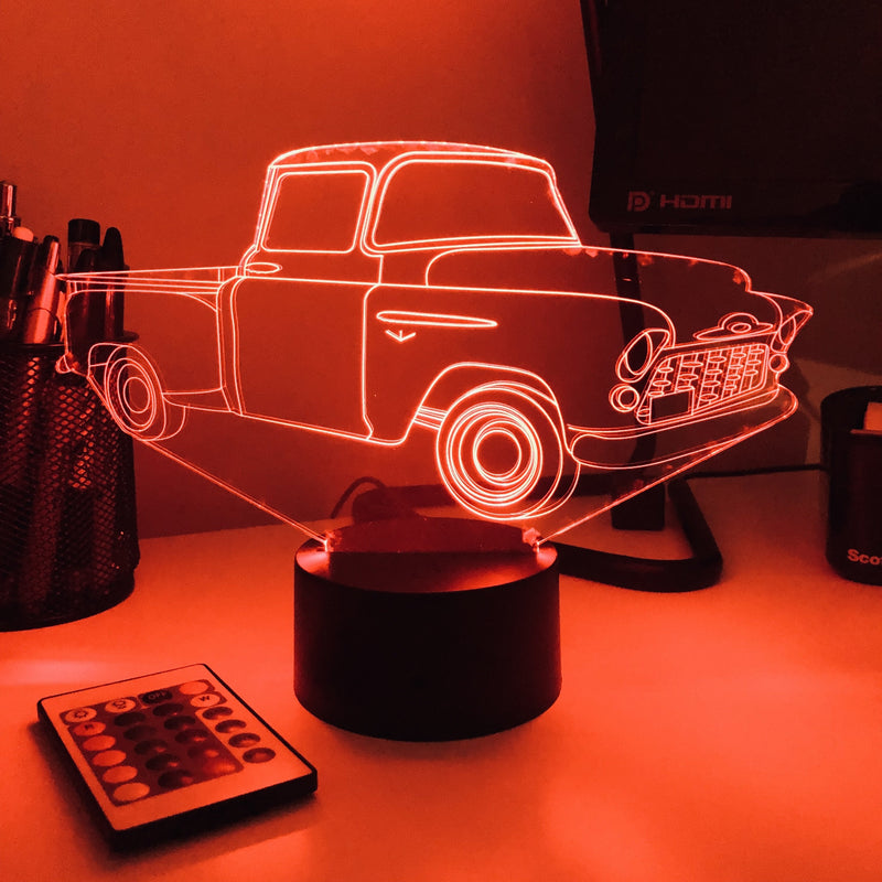 Old Pickup Truck - 3D Optical Illusion Lamp - carve-craftworks-llc