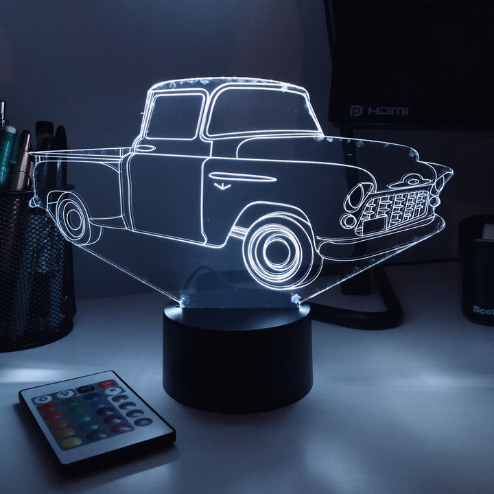 Old Pickup Truck - 3D Optical Illusion Lamp - carve-craftworks-llc