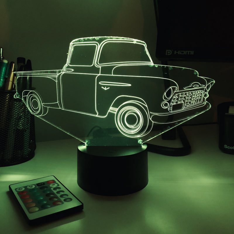 Old Pickup Truck - 3D Optical Illusion Lamp - carve-craftworks-llc