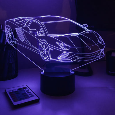 Sports Car 2 - 3D Optical Illusion Lamp - carve-craftworks-llc