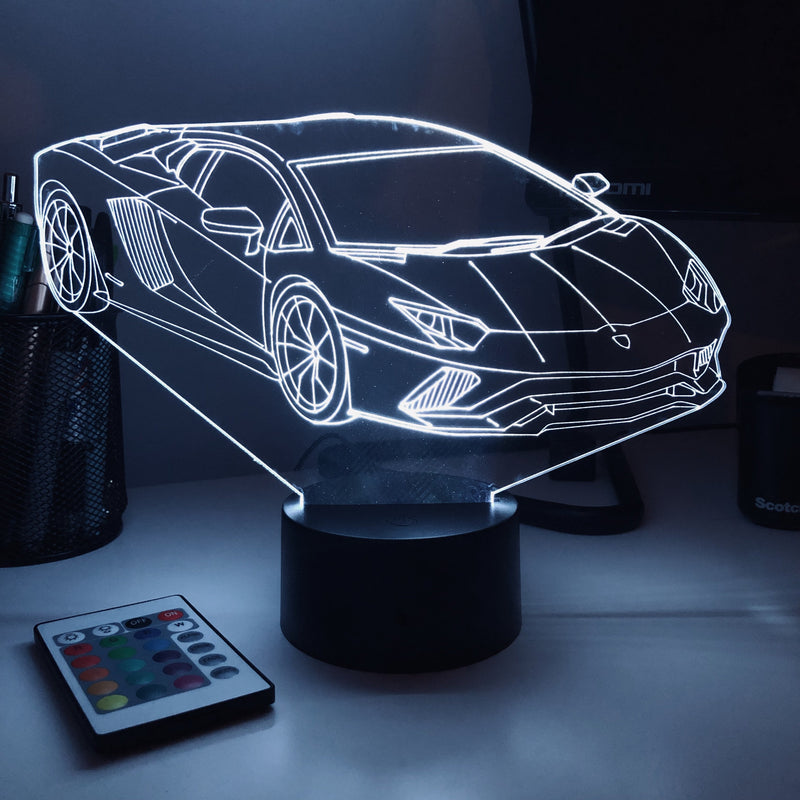 Sports Car 2 - 3D Optical Illusion Lamp - carve-craftworks-llc