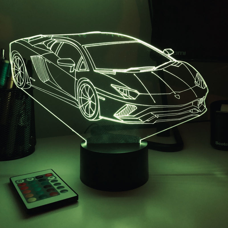 Sports Car 2 - 3D Optical Illusion Lamp - carve-craftworks-llc