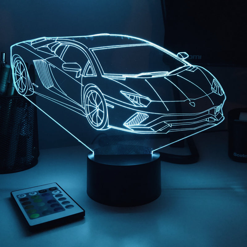 Sports Car 2 - 3D Optical Illusion Lamp - carve-craftworks-llc