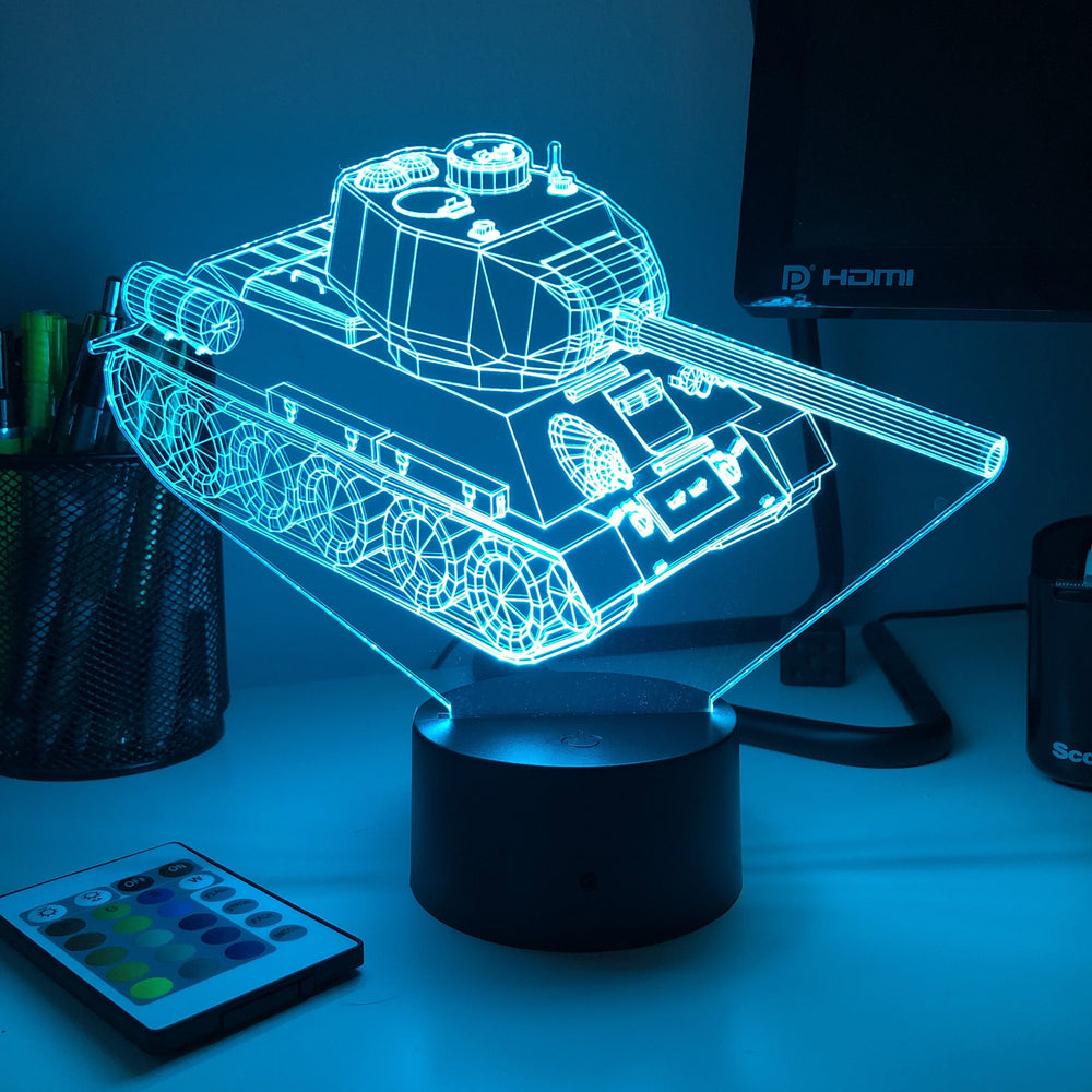 T-34 Soviet Tank  - 3D Optical Illusion Lamp - carve-craftworks-llc