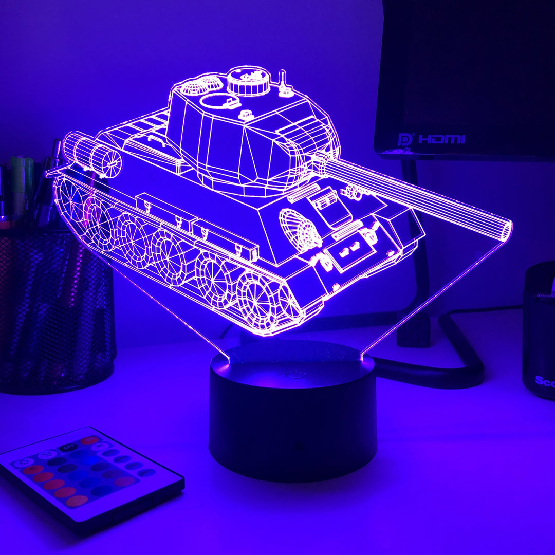 T-34 Soviet Tank  - 3D Optical Illusion Lamp - carve-craftworks-llc