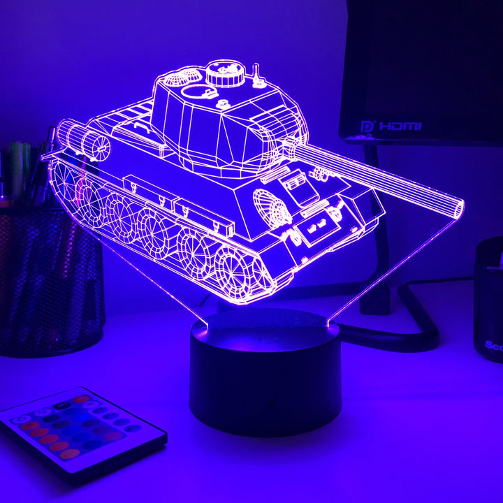T-34 Soviet Tank  - 3D Optical Illusion Lamp - carve-craftworks-llc