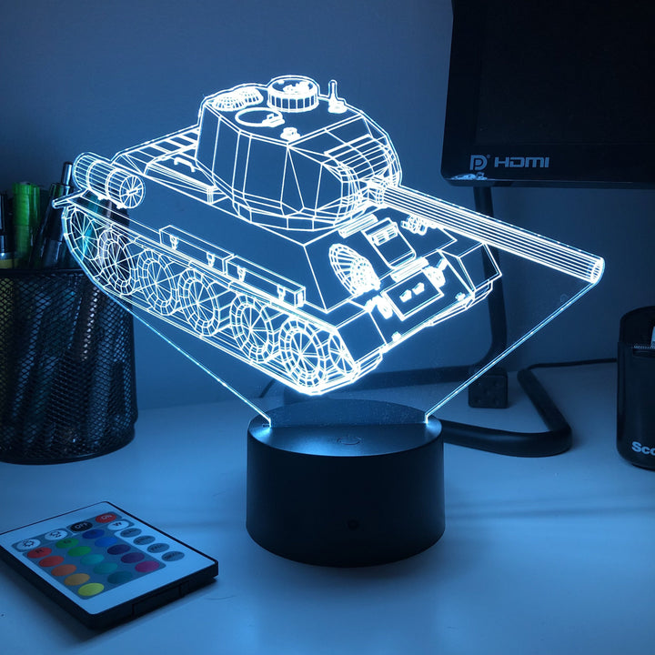T-34 Soviet Tank  - 3D Optical Illusion Lamp - carve-craftworks-llc