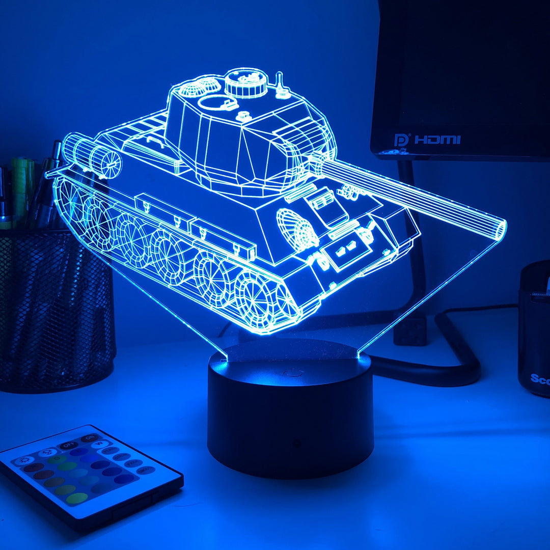 T-34 Soviet Tank  - 3D Optical Illusion Lamp - carve-craftworks-llc