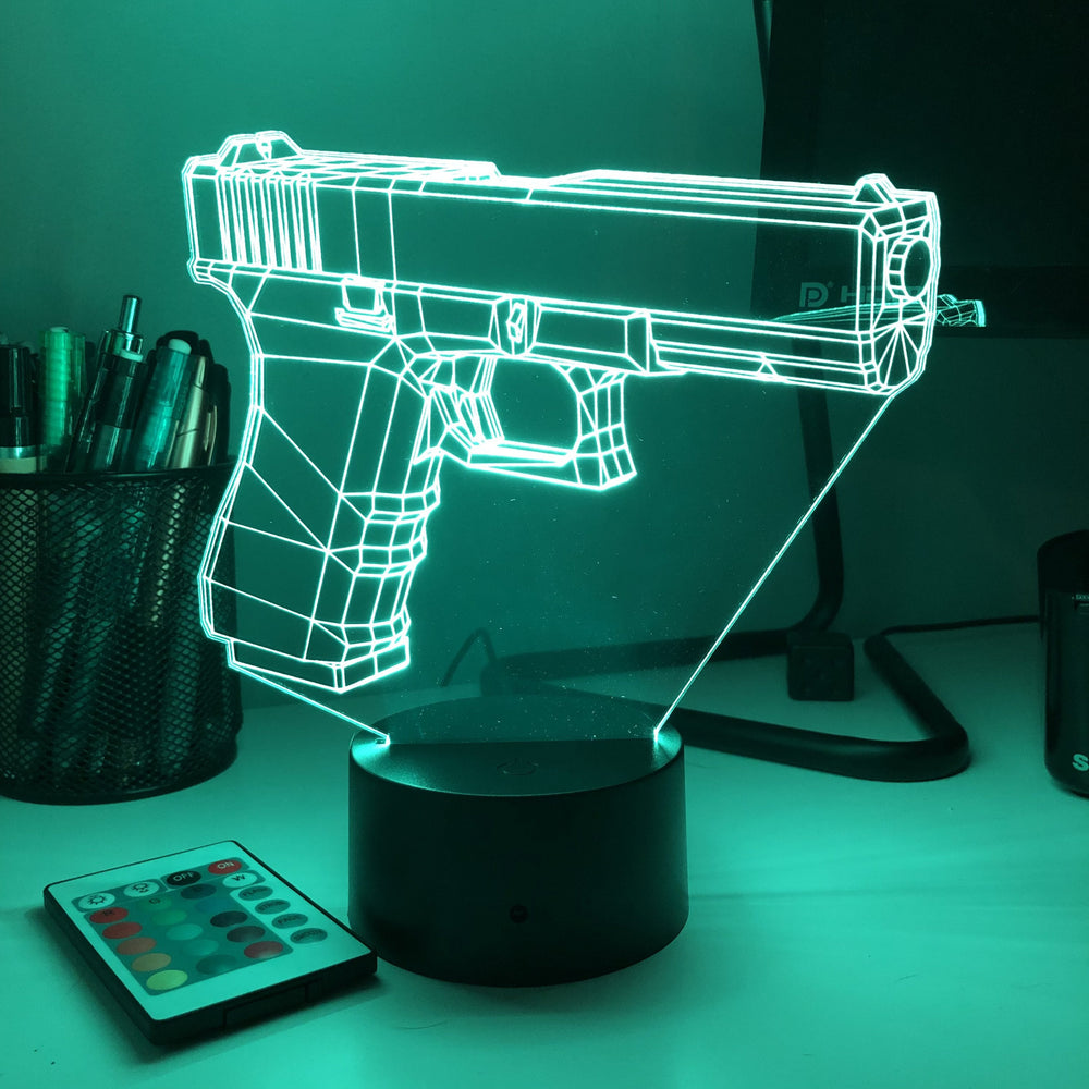 Pistol 8-1 Firearm - 3D Optical Illusion Lamp - carve-craftworks-llc