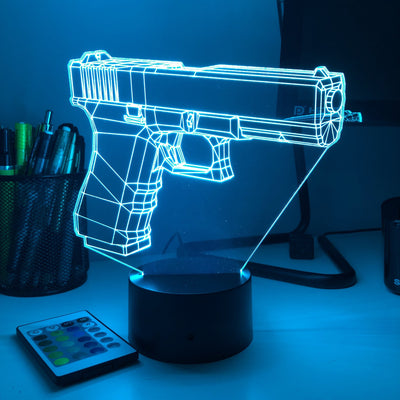 Pistol 8-1 Firearm - 3D Optical Illusion Lamp - carve-craftworks-llc