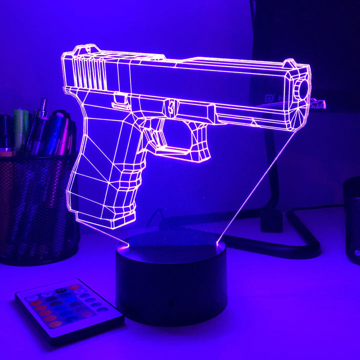 Pistol 8-1 Firearm - 3D Optical Illusion Lamp - carve-craftworks-llc