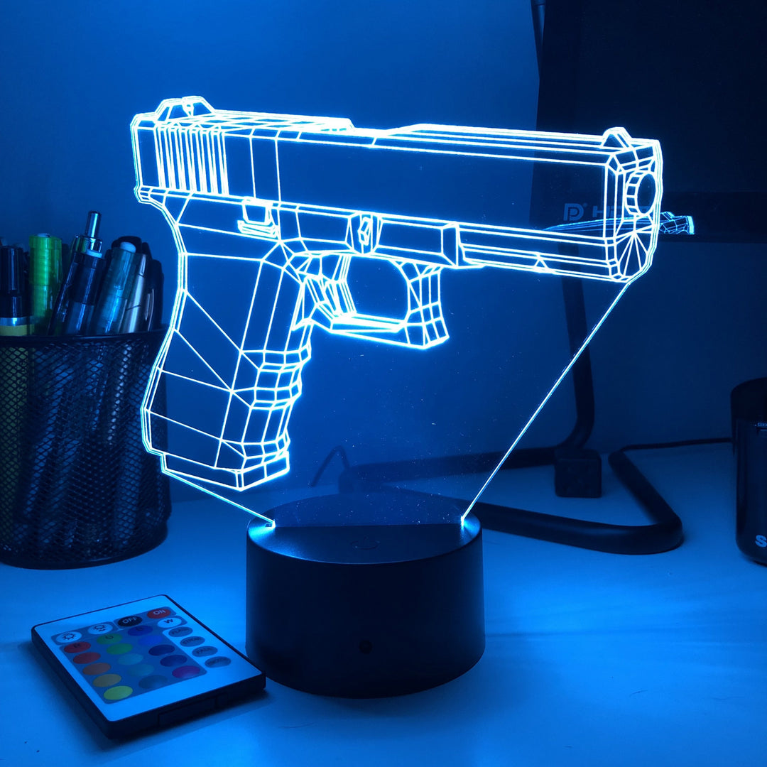 Pistol 8-1 Firearm - 3D Optical Illusion Lamp - carve-craftworks-llc