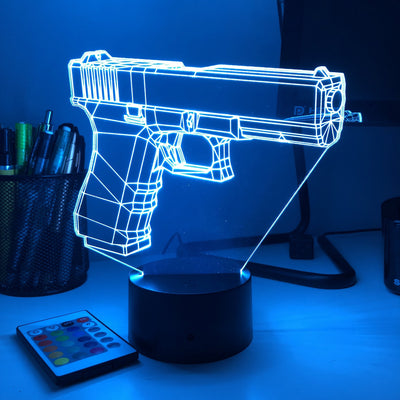 Pistol 8-1 Firearm - 3D Optical Illusion Lamp - carve-craftworks-llc