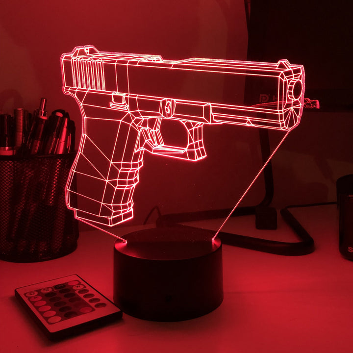 Pistol 8-1 Firearm - 3D Optical Illusion Lamp - carve-craftworks-llc