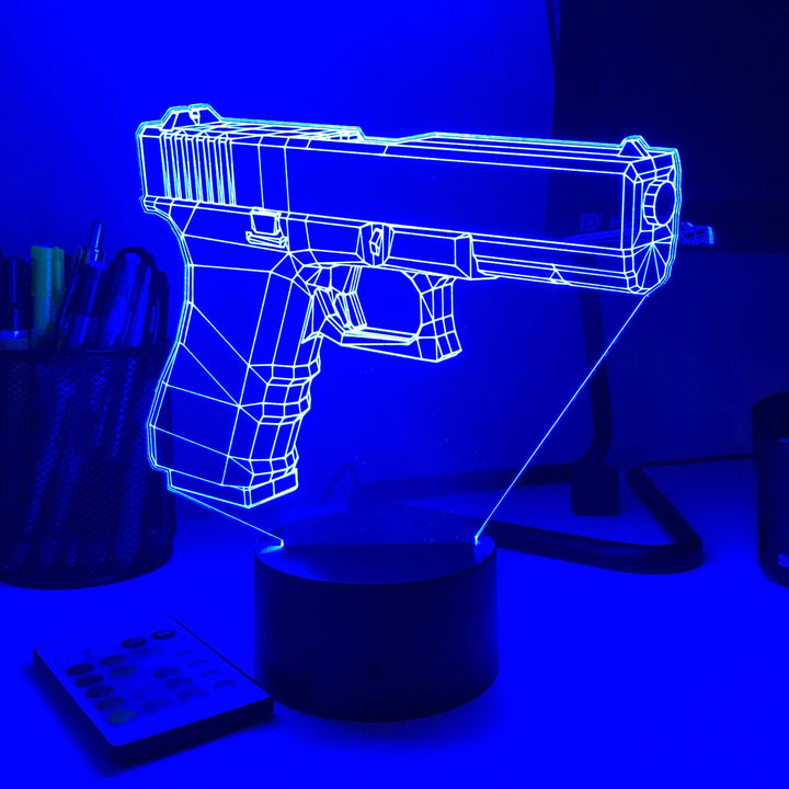 Pistol 8-1 Firearm - 3D Optical Illusion Lamp - carve-craftworks-llc