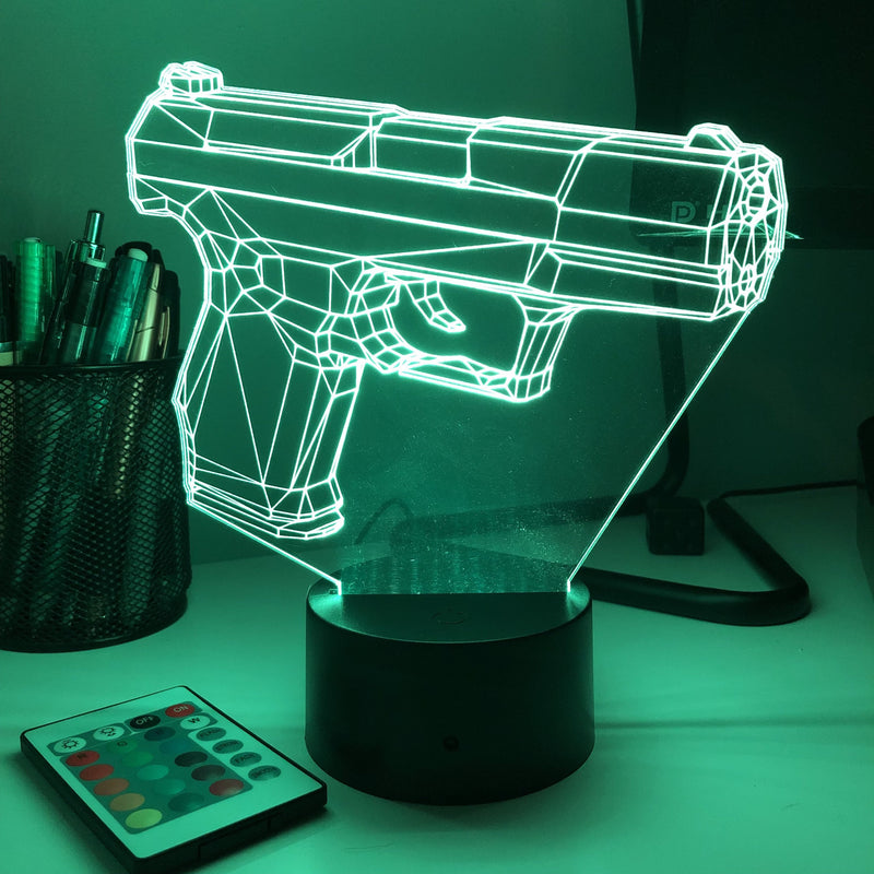 Pistol 10-1 Firearm - 3D Optical Illusion Lamp - carve-craftworks-llc
