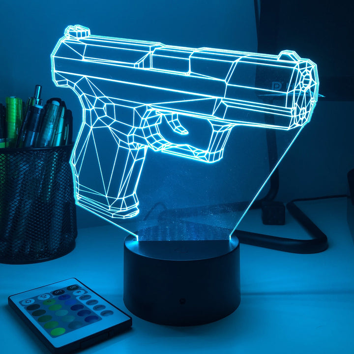 Pistol 10-1 Firearm - 3D Optical Illusion Lamp - carve-craftworks-llc