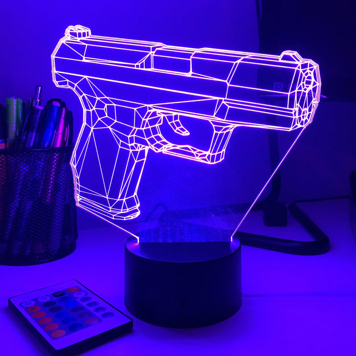 Pistol 10-1 Firearm - 3D Optical Illusion Lamp - carve-craftworks-llc