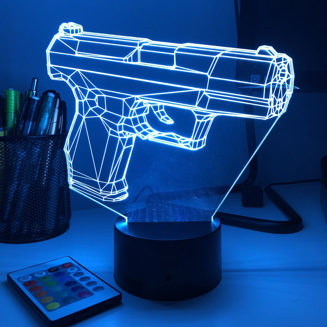 Pistol 10-1 Firearm - 3D Optical Illusion Lamp - carve-craftworks-llc