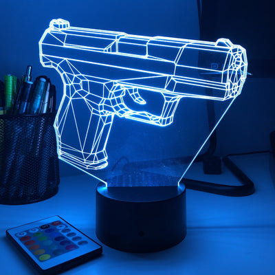 Pistol 10-1 Firearm - 3D Optical Illusion Lamp - carve-craftworks-llc